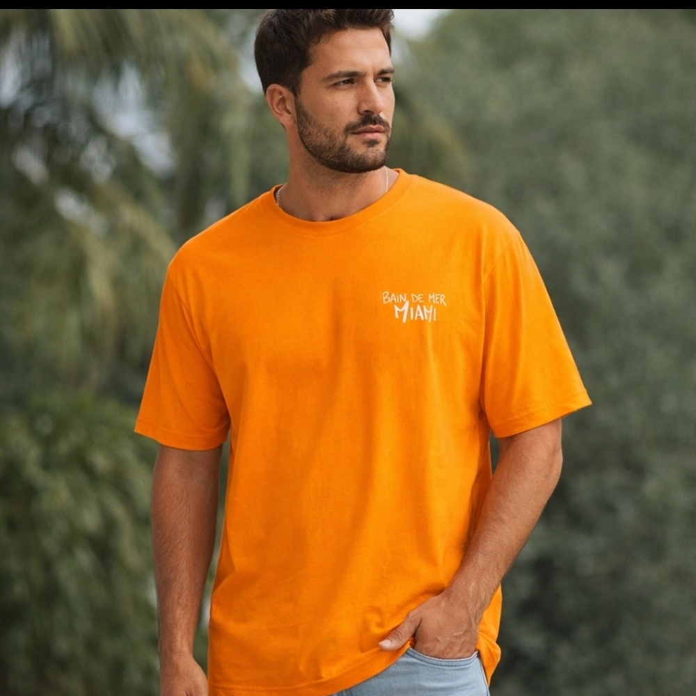 Bain De Mer Miami Escobart Men’s T-Shirt Size 2XL Orange Short Sleeve NWT